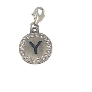 b*charmed Jeweled Round Letter “Y” Charm/Pendant